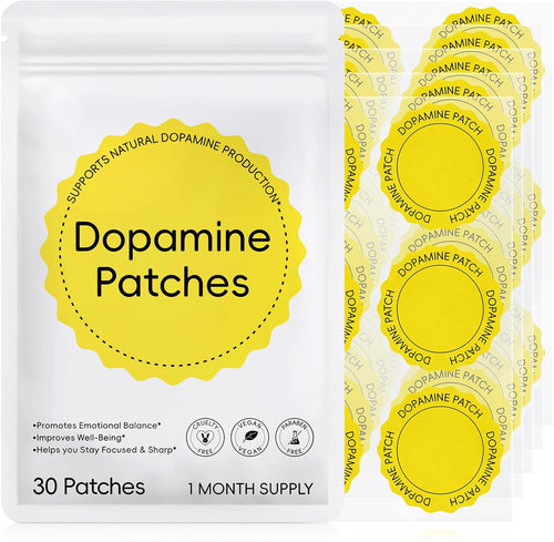 Dopamine Patches, 30 Vegan Mood Support Patches to Promote Emotional Balance, Improve Well-Being & Help You Keep Focused, Happy & Sharp, Natural Dopamine Patches for Men Women