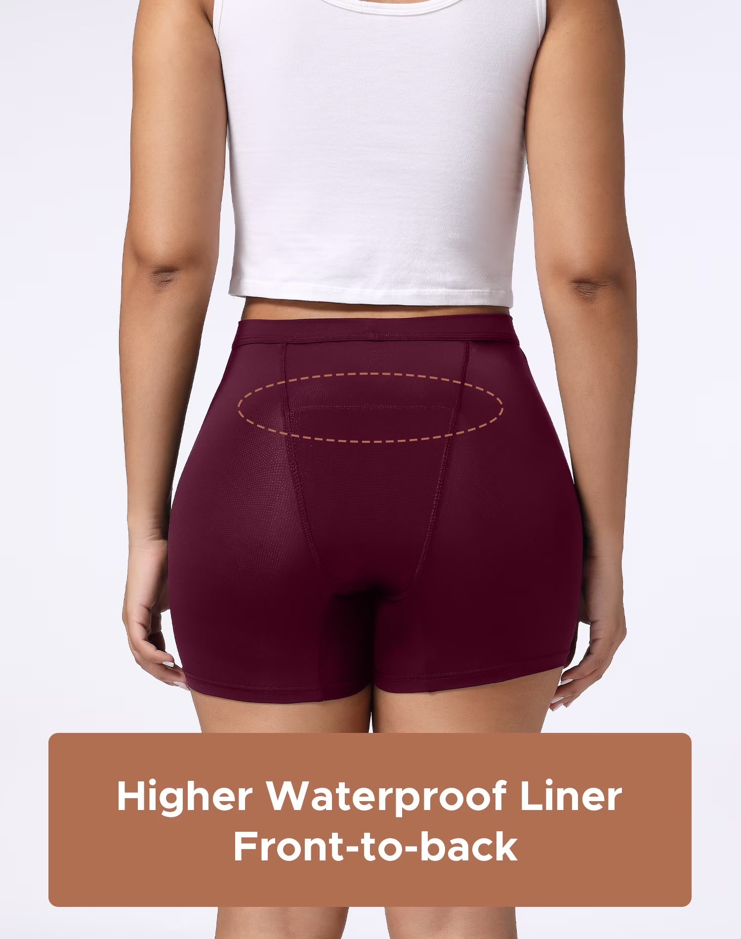 Womens Breathable Period Boxers Underwear High-Waist Menstrual Panties 3-Pack(L,Late Autumn)